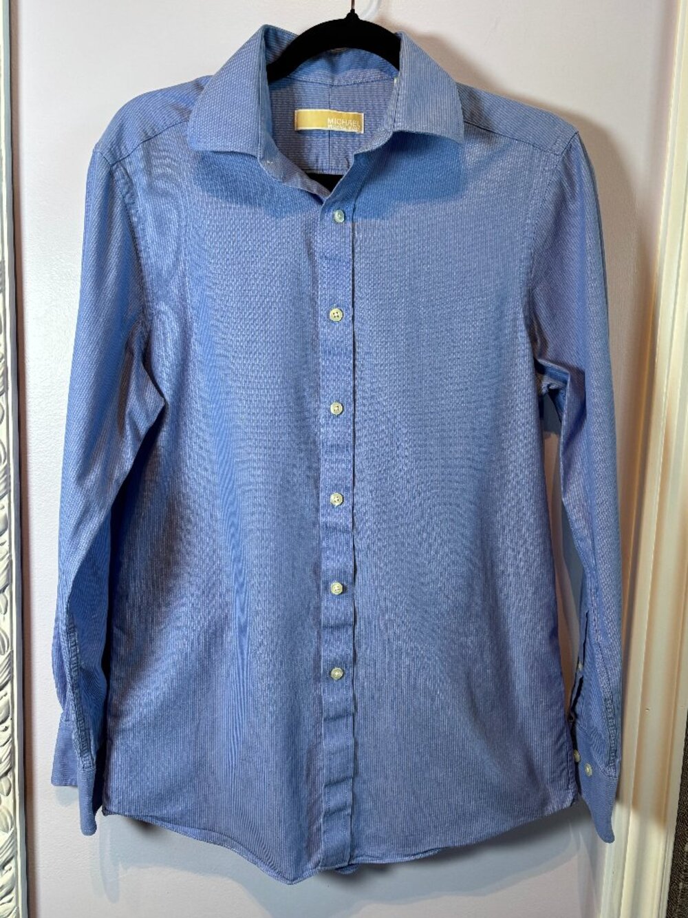 Mens Michael Kors Blue Button Up Long Sleeve Size 15
